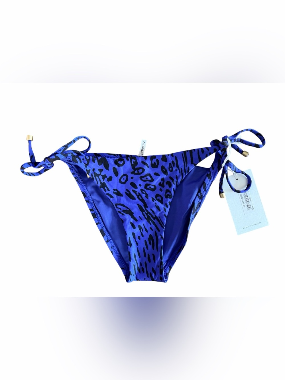 Vitamin A Ellie Royal Blue Leopard Print Tie-Side Bikini Bottom